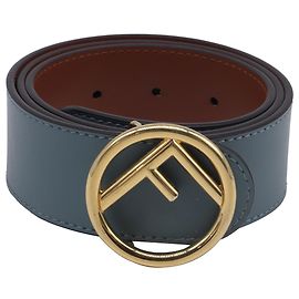 Reversible Fendi F Gürtel aus blauer Leder Blau