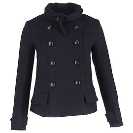 Isabel Marant Etoile Double-Breasted Coat in Navy Blue Wool Blue Navy blue