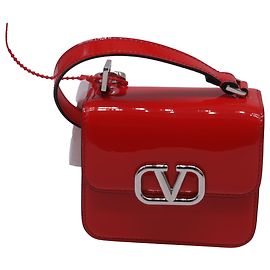 Bolsa de Ombro Micro VSling Valentino Garavani em Couro Verniz Vermelho Vermelho