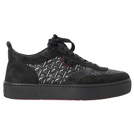 Baskets Happyrui Christian Louboutin en Suède Noire Noir