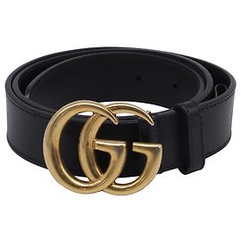 Cinto Gucci GG Marmont em couro de bezerro preto Preto