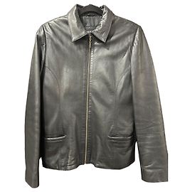 Autre Marque Schwarze Lederjacke mit Reißverschluss Schwarz