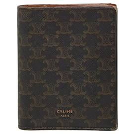Céline Celine Triomphe Compact Wallet Brown Black