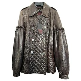 Autre Marque Olivieri Leather Biker Jacket Brown Size 42 IT Brown