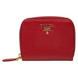 Prada Damen Reißverschluss-Geldbörse/Münzfach Rot