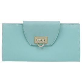 Salvatore Ferragamo Gancini Light Blue Leather Long Wallet Light blue
