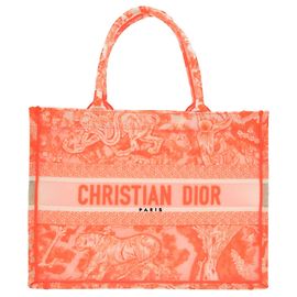 Bolsa Tote Medium Book Christian Dior Branco Laranja
