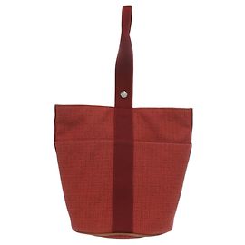 Hermès Bolsa Hermes Saxo MM Toile H Laranja