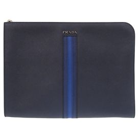 Borsa clutch in pelle Saffiano Prada AV5841 Blu navy