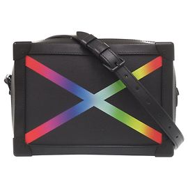 Louis Vuitton Soft Trunk Rainbow Taiga Leather Shoulder Bag Black
