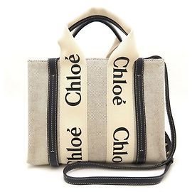 Chloé Chloe Woody Small Tote Handbag White Blue