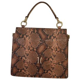Autre Marque Alviero Martini 1ª Classe Python Print Leather Handbag / Crossbody Bag Brown Gold Hardware Brown
