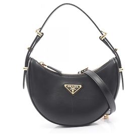 Prada Arke Soft Calf Leather Handbag Black