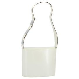 Bolsa de Ombro Vala em Couro Branco e Prata da Salvatore Ferragamo Auth BA10620 Prata Branco