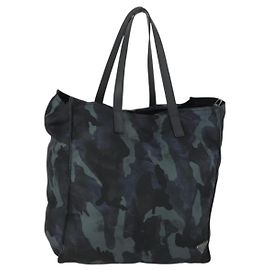 PRADA Camouflage Tote Bag Nylon Silver Auth 168538 Silvery