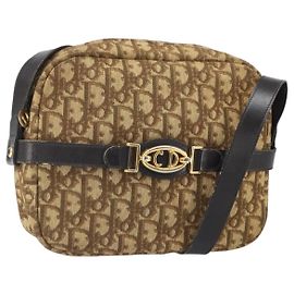 Borsa a spalla in tela Trotter Christian Dior marrone oro Auth 171073 Marrone D'oro