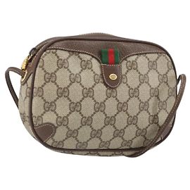 Gucci Borsa GG Supreme Web Sherry Line in PVC beige e oro 156 02 066 Auth 171353 Beige D'oro