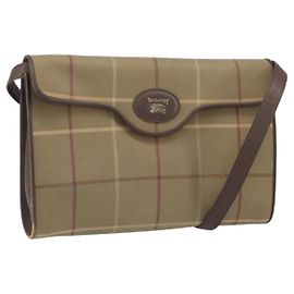 Bolsa de Ombro Burberrys Nova Check em Lona Bege Dourada Auth bs33287 Bege Dourado