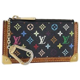 LOUIS VUITTON Pochette Cles Multicolore Portamonete Nero M13664 LV Auth 172076 Nero