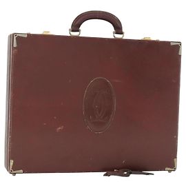 CARTIER Trunk Must Line Trunk Pelle Bordeaux Oro Auth ka2326 D'oro Bordò