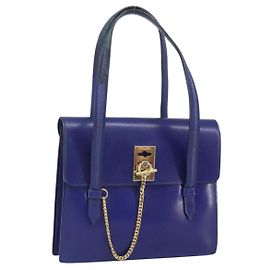 Céline Sac à main CELINE en cuir bleu doré Auth 171994 Bleu Doré