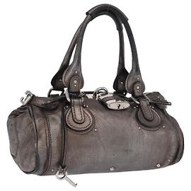 Chloé Chloe Paddington Handtasche aus Leder Silber Auth BA10765V Silber