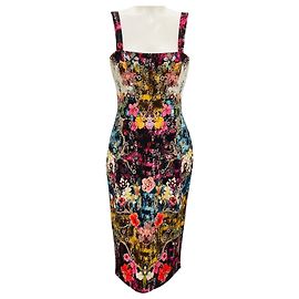 Robe cocktail midi imprimée multicolore rouge de Mary Katrantzou Multicolore