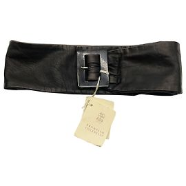 Brunello Cucinelli Dark Brown Distressed Leather Wide Belt Brown