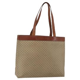 Céline CELINE Macadam Canvas Tote Bag PVC Beige Gold Auth ti3692 Beige Golden