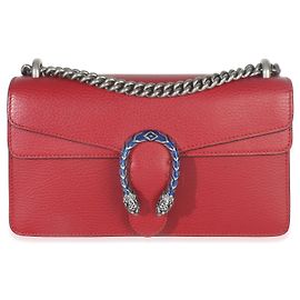 Bolsa de Ombro Small Dionysus em Couro de Bezerro Texturizado Vermelho Gucci Vermelho
