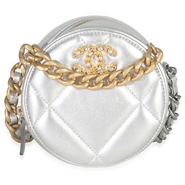 Bolso Redondo Chanel 19 de Cuir de Cordero Plateado Otro