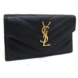 Tarjetero de cuero negro Yves Saint Laurent Negro