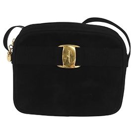 Salvatore Ferragamo Vala Clutch bag Suede Black