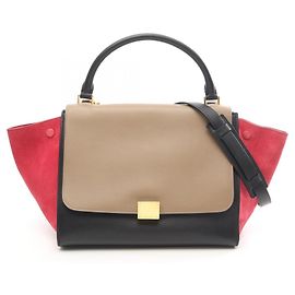 Céline Celine Trapeze Medium Handbag Black Pink Beige