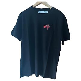 Off White T-shirt Off-White Noir avec Imprimé de Fleurs Rouges Noir