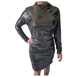 Maje Silbernes Paillettenkleid Metallisch Silber Hardware