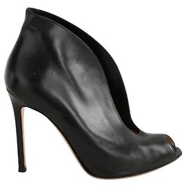 Gianvito Rossi Schwarze Leder-Absätze Größe 35 Schwarz