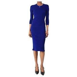 Prada Royal blue rib-knit midi dress - size UK 8 Blue