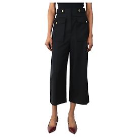 Alexander Mcqueen Black cropped wool trousers - size UK 8 Black