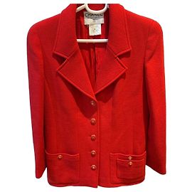 Chanel 95A Red Silk and Nylon Jacket Size 38 Red