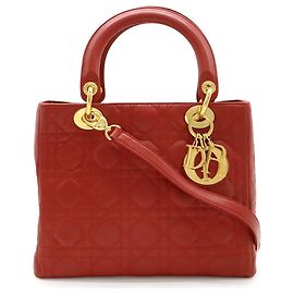 Sac à main Lady Cannage de Christian Dior Rouge