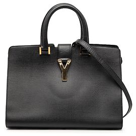 Bolsa cabas Chyc pequena em couro texturizado preto da Saint Laurent Preto