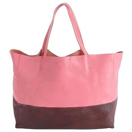 Céline Celine Horizontale Cabas Ledertasche Braun Pink