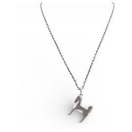 Hermès COLLAR HERMES PANACHE H077298FB00 PENDIENTE GALOP METAL PLATEADO Plata