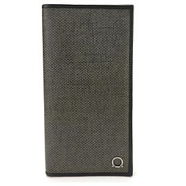 Cartera Larga de PVC Gancini Salvatore Ferragamo Negro Gris