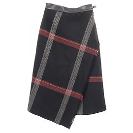 Saia de lã e couro Hermès Preto Vermelho Multicor