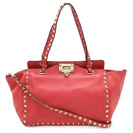 Borsa a spalla 2 in 1 in pelle Rockstud Valentino Garavani Rosa