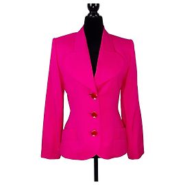 Yves Saint Laurent YSL Uniform giacca rosa shocking 1990s Rosa