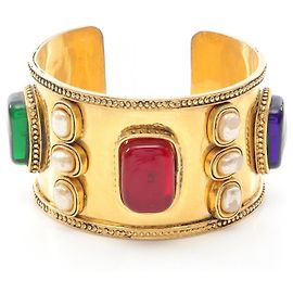 Bracciale in perle finte e strass Chanel D'oro