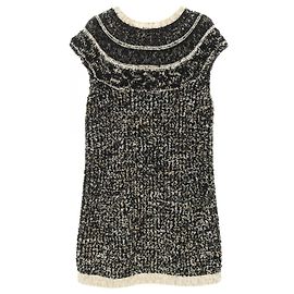 Chanel Coco Mark Wollkleid Schwarz Weiß Golden